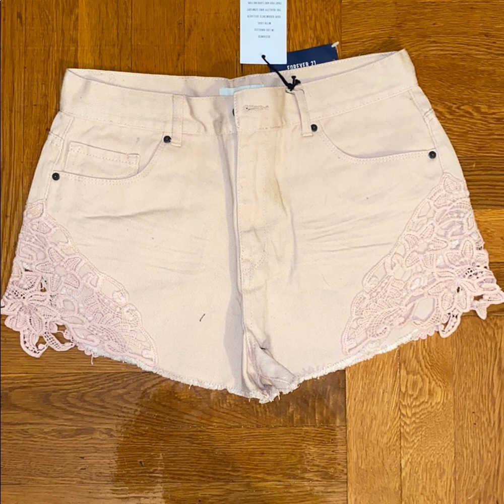 Lace Denim Shorts